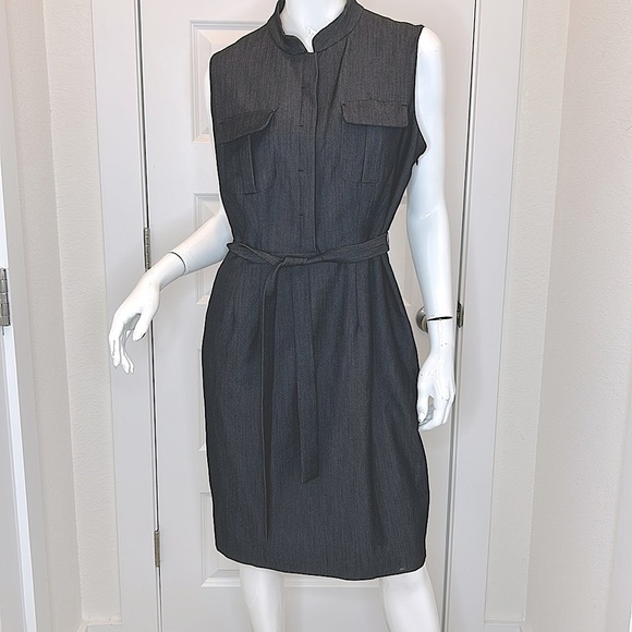 Calvin Klein woman’s sleeveless button front belted denim dress size 10 - Picture 1 of 11